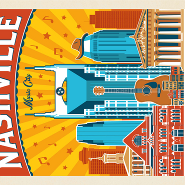 Nashville Landmarks, Vintage Poster 1000 Jigsaw Puzzle 3D Modell