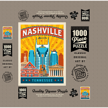 Nashville Landmarks, Vintage Poster 1000 Jigsaw Puzzle box 3D Modell
