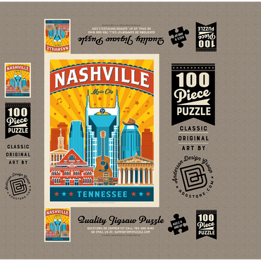 Nashville Landmarks, Vintage Poster 100 Jigsaw Puzzle box 3D Modell