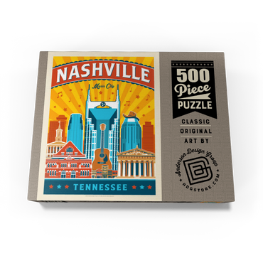 Nashville Landmarks, Vintage Poster 500 Jigsaw Puzzle box view3