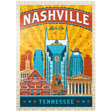 puzzleplate Nashville Landmarks, Vintage Poster 500 Jigsaw Puzzle