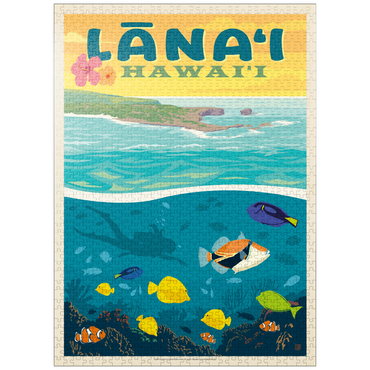 puzzleplate Hawaii: Lānaʻi (Tropical Fish), Vintage Poster 1000 Jigsaw Puzzle