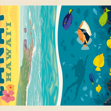 Hawaii: Lānaʻi (Tropical Fish), Vintage Poster 1000 Jigsaw Puzzle 3D Modell