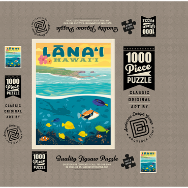 Hawaii: Lānaʻi (Tropical Fish), Vintage Poster 1000 Jigsaw Puzzle box 3D Modell