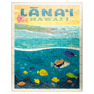 puzzleplate Hawaii: Lānaʻi (Tropical Fish), Vintage Poster 100 Jigsaw Puzzle