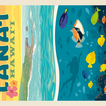 Hawaii: Lānaʻi (Tropical Fish), Vintage Poster 100 Jigsaw Puzzle 3D Modell