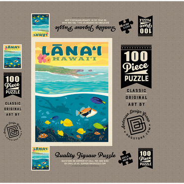 Hawaii: Lānaʻi (Tropical Fish), Vintage Poster 100 Jigsaw Puzzle box 3D Modell