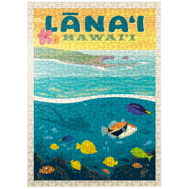 puzzleplate Hawaii: Lānaʻi (Tropical Fish), Vintage Poster 500 Jigsaw Puzzle