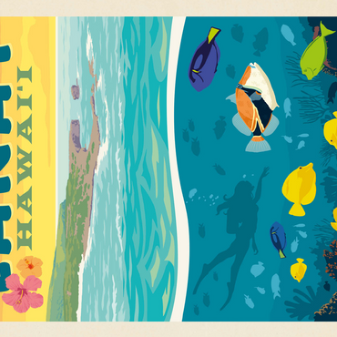 Hawaii: Lānaʻi (Tropical Fish), Vintage Poster 500 Jigsaw Puzzle 3D Modell