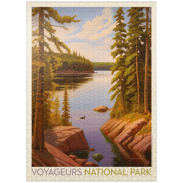 puzzleplate Voyageurs National Park: Quiet Cove, Vintage Poster 1000 Jigsaw Puzzle