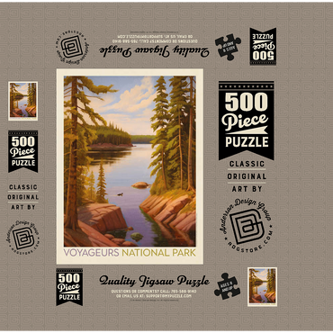 Voyageurs National Park: Quiet Cove, Vintage Poster 500 Jigsaw Puzzle box 3D Modell