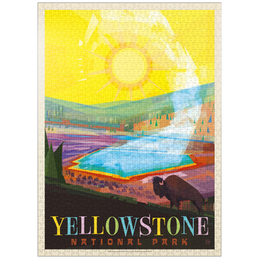 puzzleplate Yellowstone National Park: Grand Prismatic Springs (Mod Design), Vintage Poster 1000 Jigsaw Puzzle