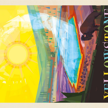 Yellowstone National Park: Grand Prismatic Springs (Mod Design), Vintage Poster 1000 Jigsaw Puzzle 3D Modell