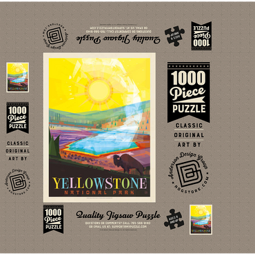 Yellowstone National Park: Grand Prismatic Springs (Mod Design), Vintage Poster 1000 Jigsaw Puzzle box 3D Modell