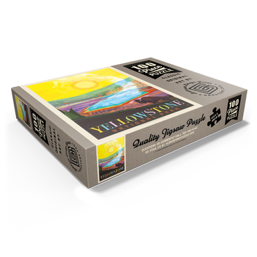 Yellowstone National Park: Grand Prismatic Springs (Mod Design), Vintage Poster 100 Jigsaw Puzzle box view1