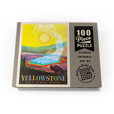 Yellowstone National Park: Grand Prismatic Springs (Mod Design), Vintage Poster 100 Jigsaw Puzzle box view3