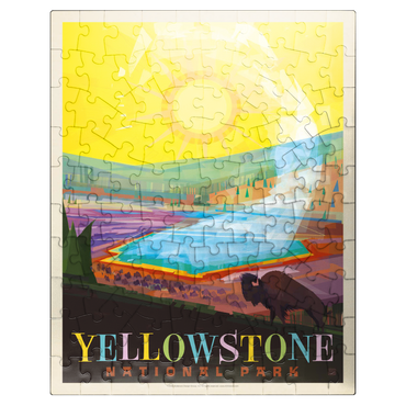 puzzleplate Yellowstone National Park: Grand Prismatic Springs (Mod Design), Vintage Poster 100 Jigsaw Puzzle