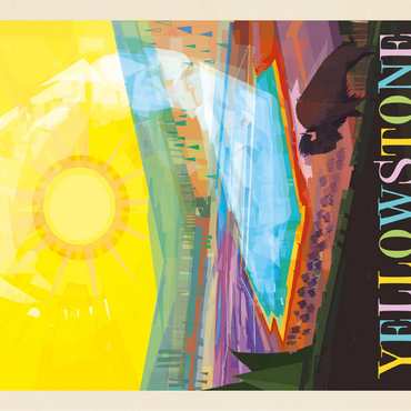 Yellowstone National Park: Grand Prismatic Springs (Mod Design), Vintage Poster 100 Jigsaw Puzzle 3D Modell