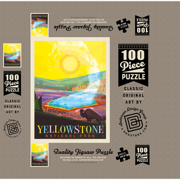 Yellowstone National Park: Grand Prismatic Springs (Mod Design), Vintage Poster 100 Jigsaw Puzzle box 3D Modell
