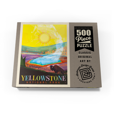 Yellowstone National Park: Grand Prismatic Springs (Mod Design), Vintage Poster 500 Jigsaw Puzzle box view3