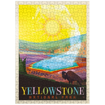 puzzleplate Yellowstone National Park: Grand Prismatic Springs (Mod Design), Vintage Poster 500 Jigsaw Puzzle