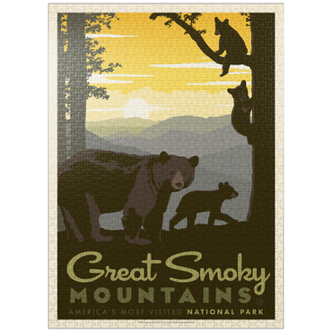 puzzleplate Great Smoky Mountains National Park: Mama Bear & Cubs 1000 Jigsaw Puzzle