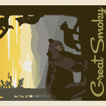 Great Smoky Mountains National Park: Mama Bear & Cubs 1000 Jigsaw Puzzle 3D Modell