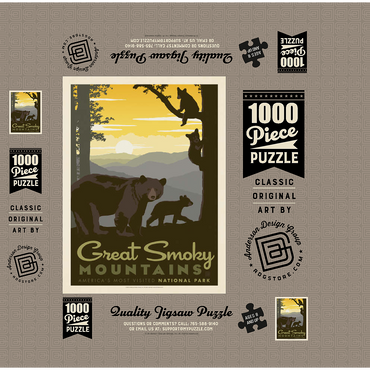 Great Smoky Mountains National Park: Mama Bear & Cubs 1000 Jigsaw Puzzle box 3D Modell