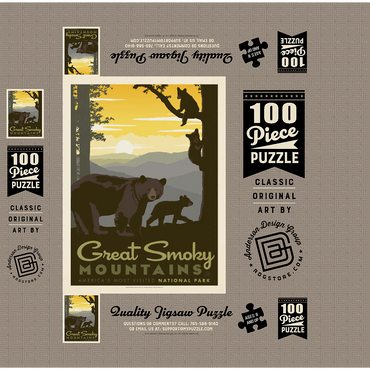 Great Smoky Mountains National Park: Mama Bear & Cubs 100 Jigsaw Puzzle box 3D Modell