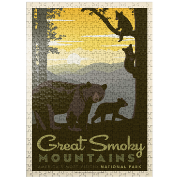 puzzleplate Great Smoky Mountains National Park: Mama Bear & Cubs 500 Jigsaw Puzzle