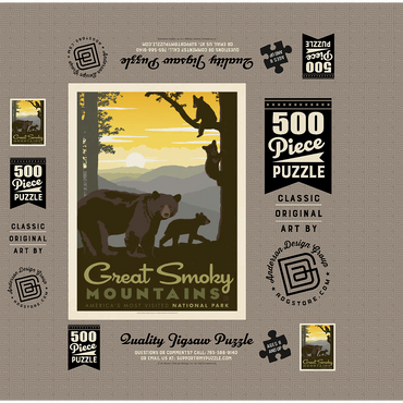 Great Smoky Mountains National Park: Mama Bear & Cubs 500 Jigsaw Puzzle box 3D Modell