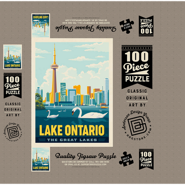 Great Lakes: Lake Ontario, Vintage Poster 100 Jigsaw Puzzle box 3D Modell