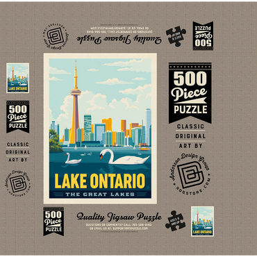 Great Lakes: Lake Ontario, Vintage Poster 500 Jigsaw Puzzle box 3D Modell