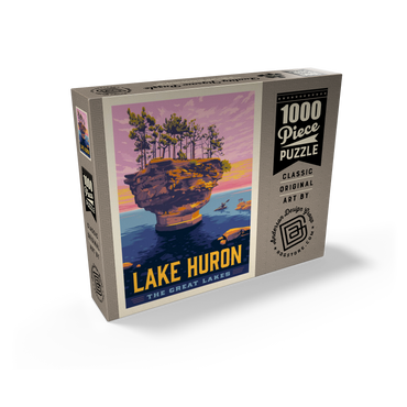 Great Lakes: Lake Huron, Vintage Poster 1000 Jigsaw Puzzle box view2