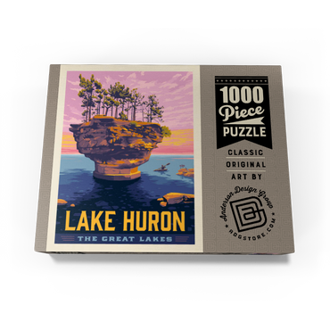 Great Lakes: Lake Huron, Vintage Poster 1000 Jigsaw Puzzle box view3
