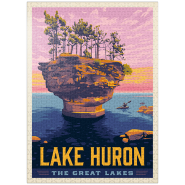 puzzleplate Great Lakes: Lake Huron, Vintage Poster 1000 Jigsaw Puzzle