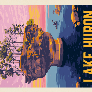 Great Lakes: Lake Huron, Vintage Poster 1000 Jigsaw Puzzle 3D Modell