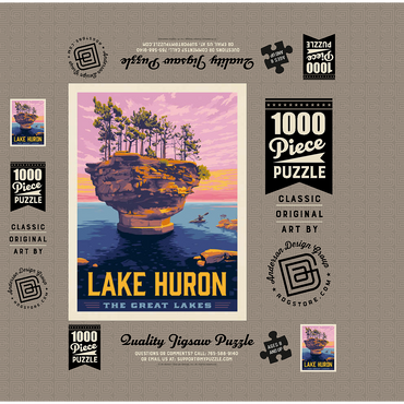 Great Lakes: Lake Huron, Vintage Poster 1000 Jigsaw Puzzle box 3D Modell