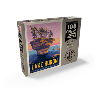 Great Lakes: Lake Huron, Vintage Poster 100 Jigsaw Puzzle box view2