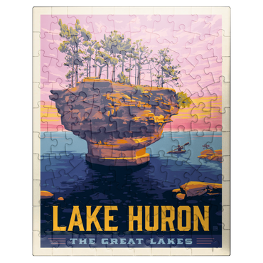 puzzleplate Great Lakes: Lake Huron, Vintage Poster 100 Jigsaw Puzzle