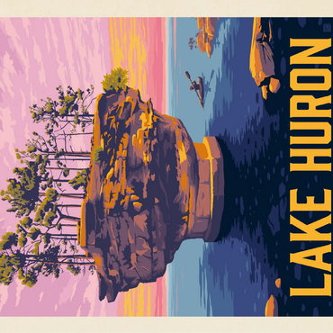 Great Lakes: Lake Huron, Vintage Poster 100 Jigsaw Puzzle 3D Modell