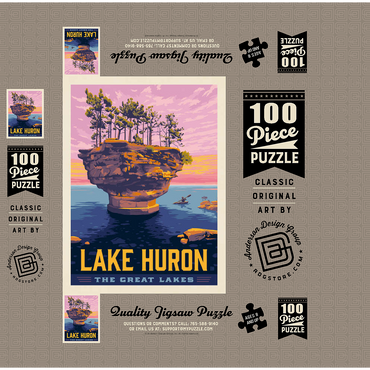 Great Lakes: Lake Huron, Vintage Poster 100 Jigsaw Puzzle box 3D Modell