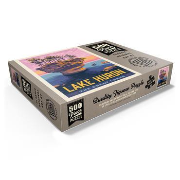 Great Lakes: Lake Huron, Vintage Poster 500 Jigsaw Puzzle box view1
