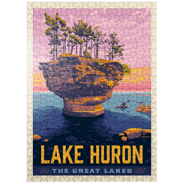 puzzleplate Great Lakes: Lake Huron, Vintage Poster 500 Jigsaw Puzzle