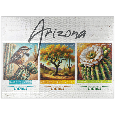 puzzleplate Arizona: Bird, Tree, Flower- State Symbols Collage Series 1000 Jigsaw Puzzle