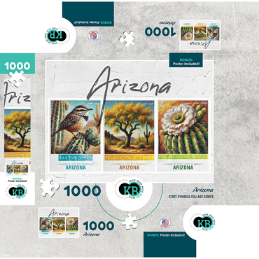 Arizona: Bird, Tree, Flower- State Symbols Collage Series 1000 Jigsaw Puzzle box 3D Modell