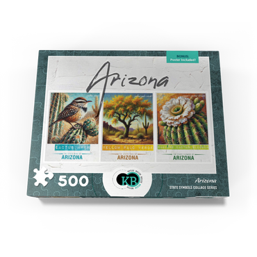 Arizona: Bird, Tree, Flower- State Symbols Collage Series 500 Jigsaw Puzzle box view3
