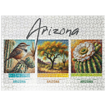 puzzleplate Arizona: Bird, Tree, Flower- State Symbols Collage Series 500 Jigsaw Puzzle