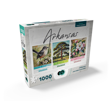 Arkansas: Bird, Tree, Flower- State Symbols Collage Series 1000 Jigsaw Puzzle box view2