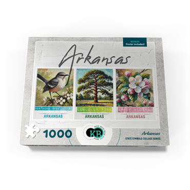Arkansas: Bird, Tree, Flower- State Symbols Collage Series 1000 Jigsaw Puzzle box view3